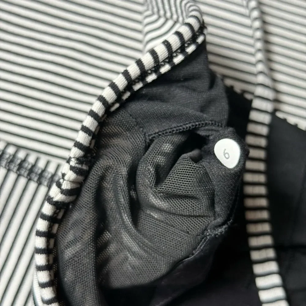 Lululemon Black & White Striped Power Y Racerback Tank Top